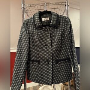 Le Suit Black and Gray Patterned Blazer